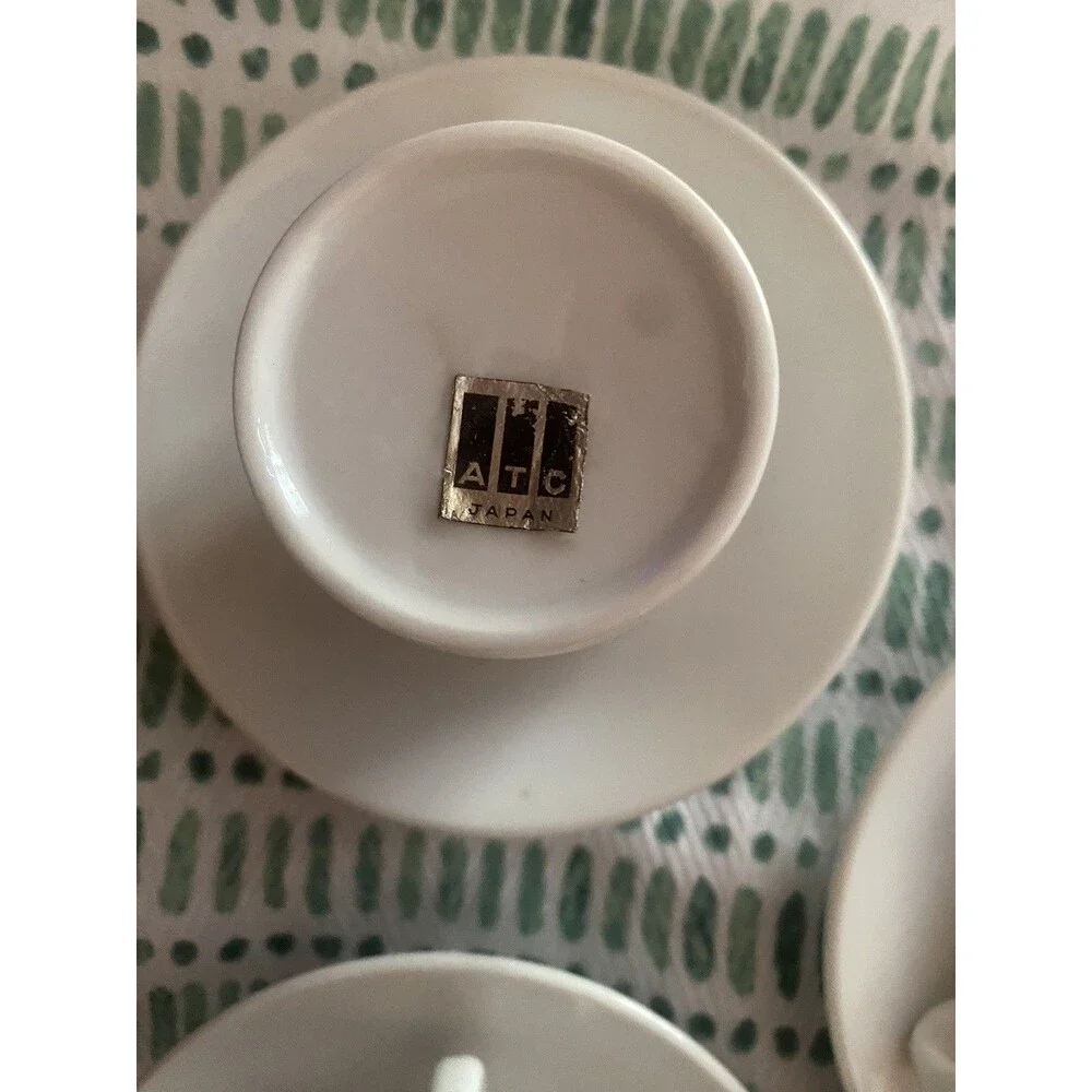 Vintage ATC JAPAN Demitasse Espresso Set 5 Cups & Saucers 1960s Good Condition